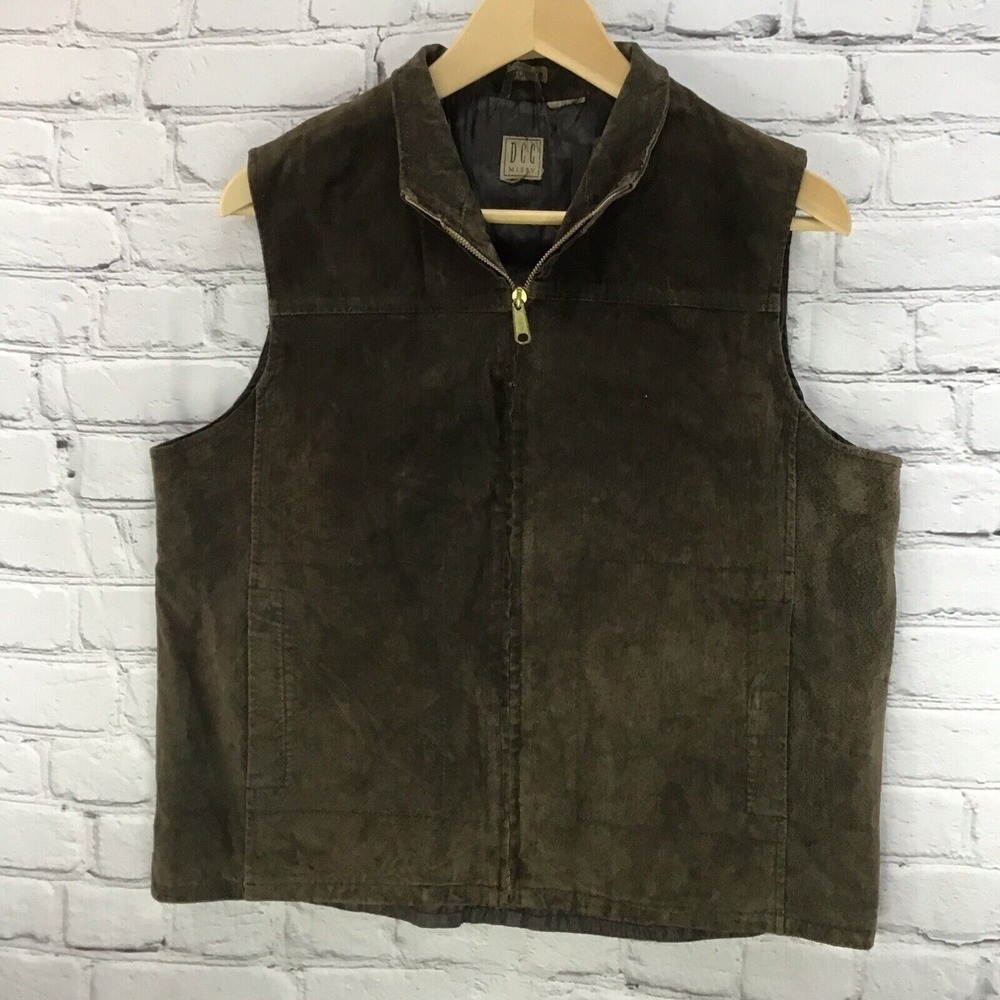 Vintage 90's Womens‎ Sz M Brown Suede Vest Full-Zip Western Rockabilly